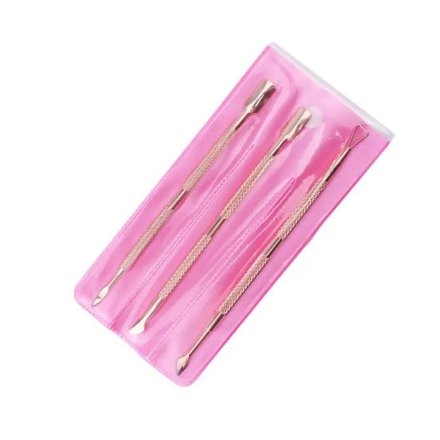 Dual-End-Nagelhautschieber zum Entfernen abgestorbener Haut aus Edelstahl, Nagelkunst-DIY-Design-Werkzeug, Nagellack-Schaber-Reiniger, Roségold
