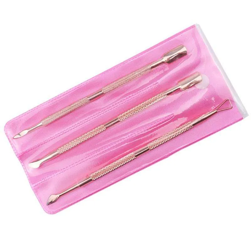 Dual-End-Nagelhautschieber zum Entfernen abgestorbener Haut aus Edelstahl, Nagelkunst-DIY-Design-Werkzeug, Nagellack-Schaber-Reiniger, Roségold