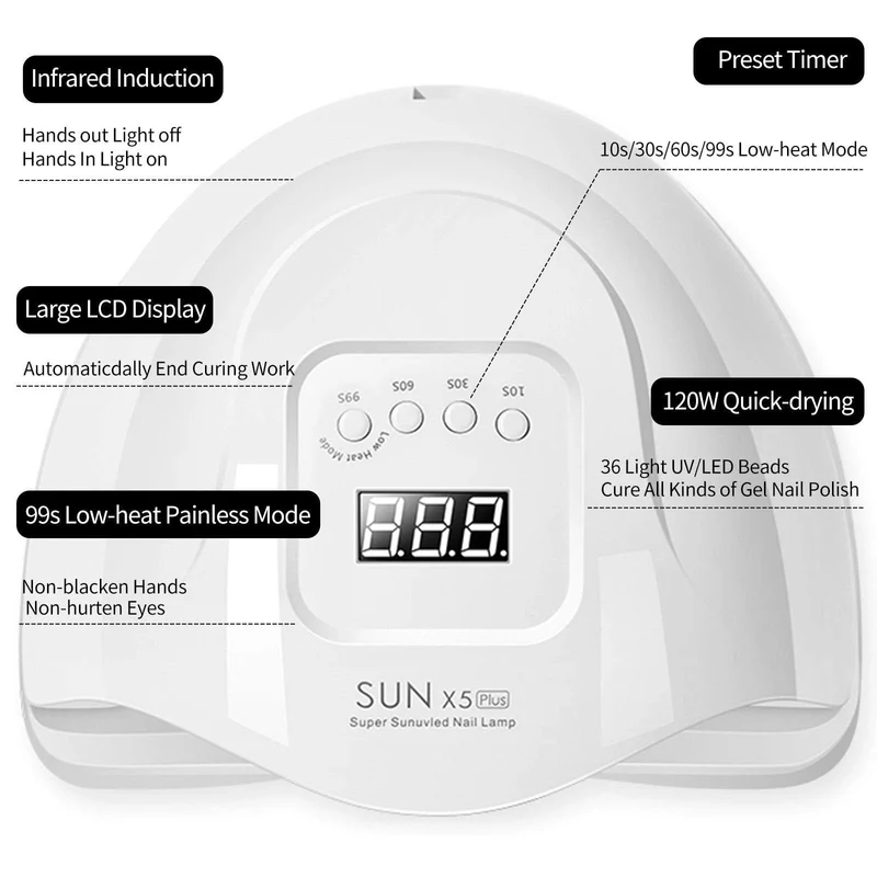 Nageltrockner für normalen Nagellack, UV-LED-Lampe für Maniküre-Werkzeugmaschinen, 84/90/72 W, Touch-LCD-Eislampe für Gel-Nägel, Trockenlampe