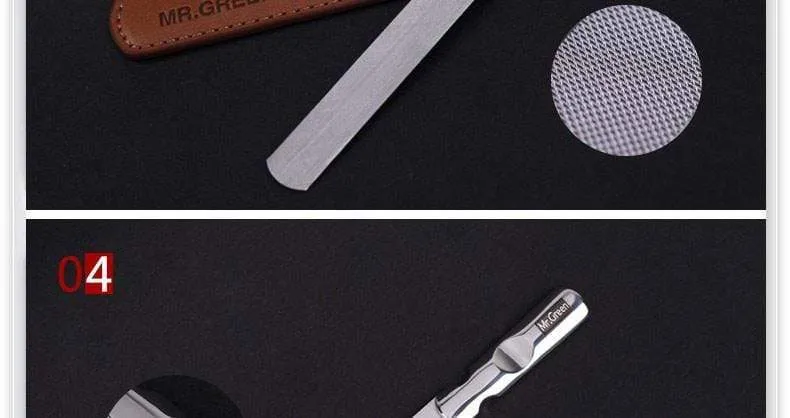 Professionelle Importe von Edelstahl-Metall-Nagelfeilen, Puffer, doppelseitige Maniküre-Werkzeuge, kleine Reibe- und Polierstreifen
