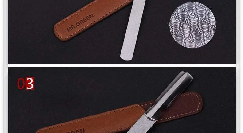 Professionelle Importe von Edelstahl-Metall-Nagelfeilen, Puffer, doppelseitige Maniküre-Werkzeuge, kleine Reibe- und Polierstreifen