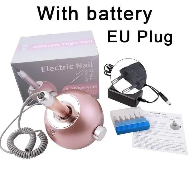 35000 U/min Tragbare wiederaufladbare elektrische Nagelbohrmaschine Feile Pediküreausrüstung Maniküreset Nagelgel-Kunstpolierwerkzeuge
