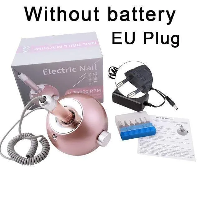 35000 U/min Tragbare wiederaufladbare elektrische Nagelbohrmaschine Feile Pediküreausrüstung Maniküreset Nagelgel-Kunstpolierwerkzeuge