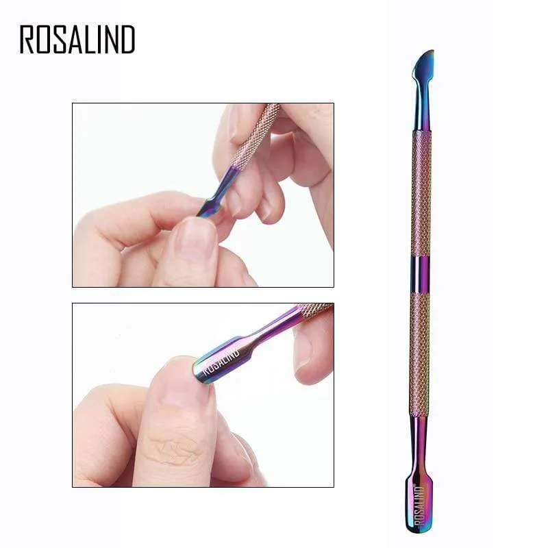 Nagelhautschieber, 1 Stück, Regenbogen-Edelstahl, Nagelhaut-Nagelkunstwerkzeuge, 2-Wege-Löffelschieber, Entferner-Werkzeuge, Pediküre, Maniküre