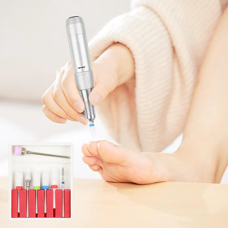 Nagelbohrer-Set mit Box, Keramik-Fräser, Maniküre-Maschinen-Zubehör, Nagelwerkzeuge, elektrische Nagelfeilen