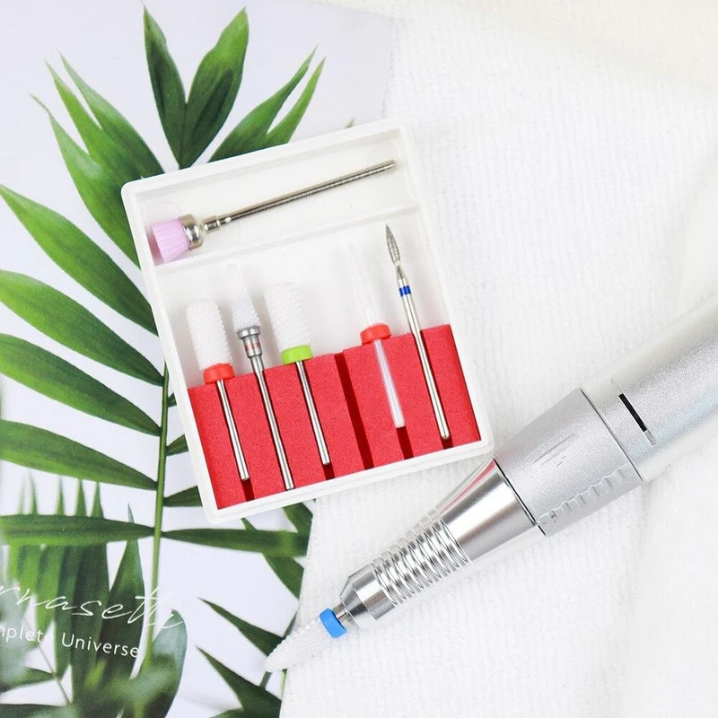 Nagelbohrer-Set mit Box, Keramik-Fräser, Maniküre-Maschinen-Zubehör, Nagelwerkzeuge, elektrische Nagelfeilen