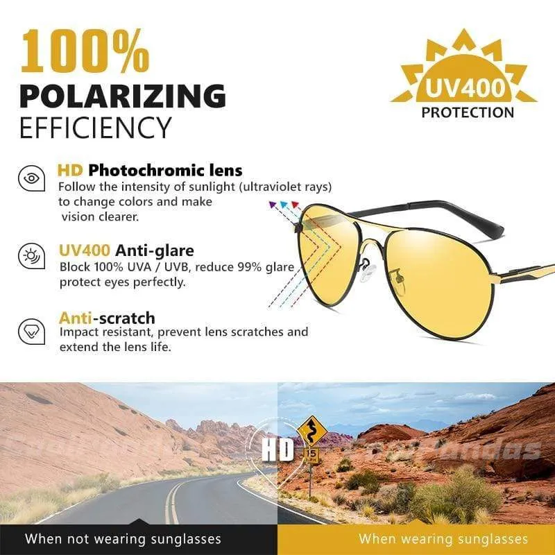 Sonnenbrillen für Männer, polarisierte Sonnenbrillen für den Tag und die Nacht, fürs Autofahren, mit Tag- und Nachtsicht, gafas de sol
