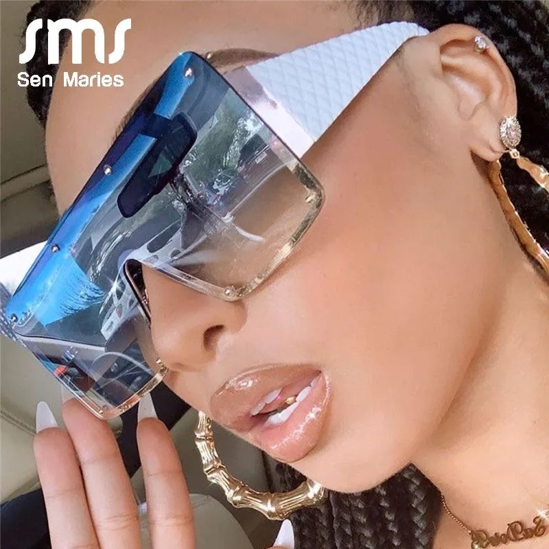 Quadratische Sonnenbrille Frauen Mode Übergroße Metallrahmen Vintage Brille Männer Schattierungen Retro Farbverläufe Oculos UV400