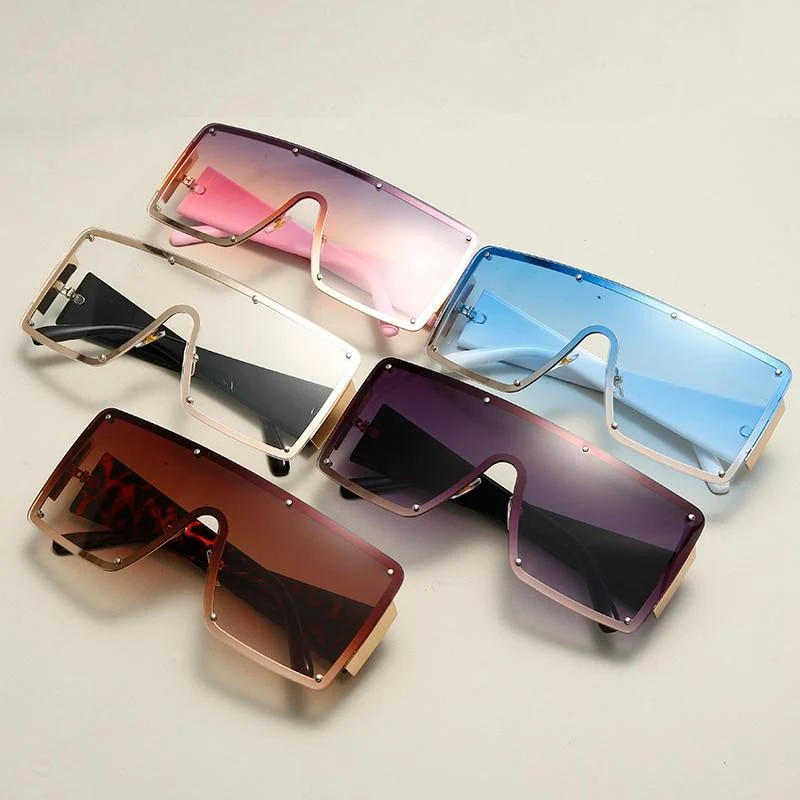 Quadratische Sonnenbrille Frauen Mode Übergroße Metallrahmen Vintage Brille Männer Schattierungen Retro Farbverläufe Oculos UV400