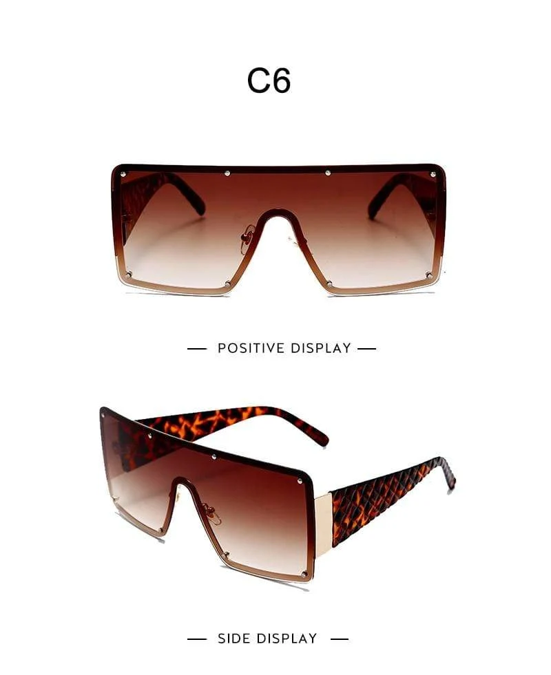Quadratische Sonnenbrille Frauen Mode Übergroße Metallrahmen Vintage Brille Männer Schattierungen Retro Farbverläufe Oculos UV400
