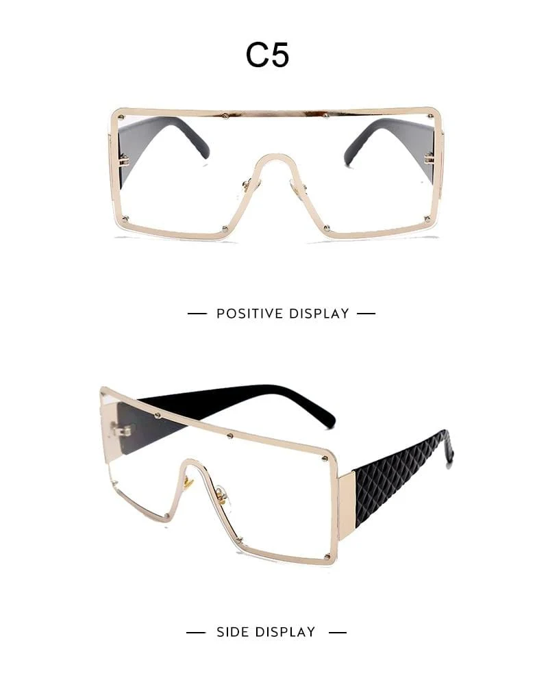 Quadratische Sonnenbrille Frauen Mode Übergroße Metallrahmen Vintage Brille Männer Schattierungen Retro Farbverläufe Oculos UV400