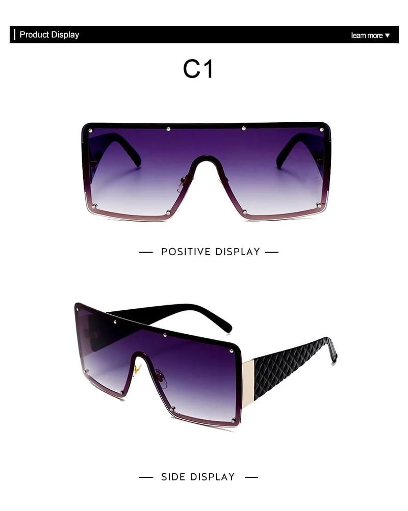 Quadratische Sonnenbrille Frauen Mode Übergroße Metallrahmen Vintage Brille Männer Schattierungen Retro Farbverläufe Oculos UV400
