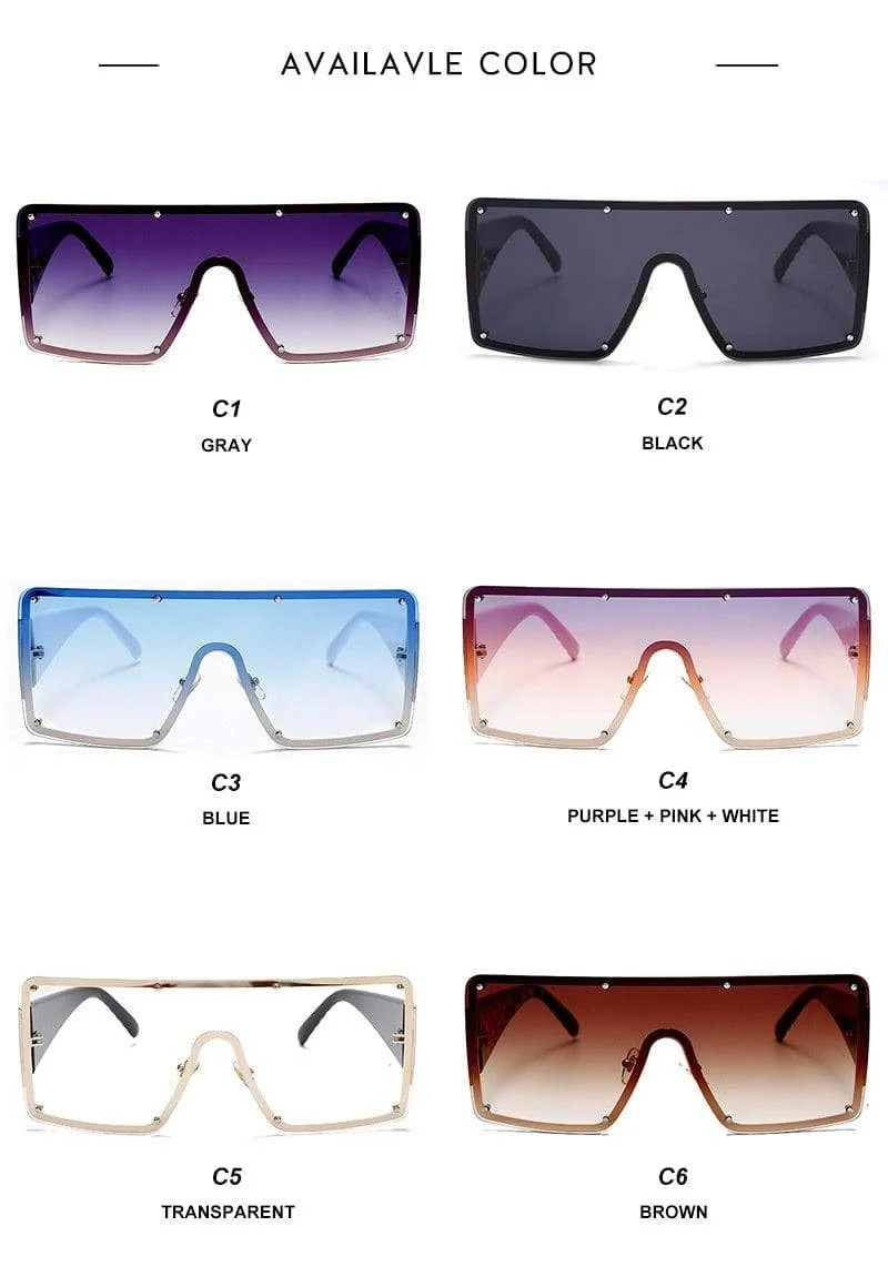 Quadratische Sonnenbrille Frauen Mode Übergroße Metallrahmen Vintage Brille Männer Schattierungen Retro Farbverläufe Oculos UV400