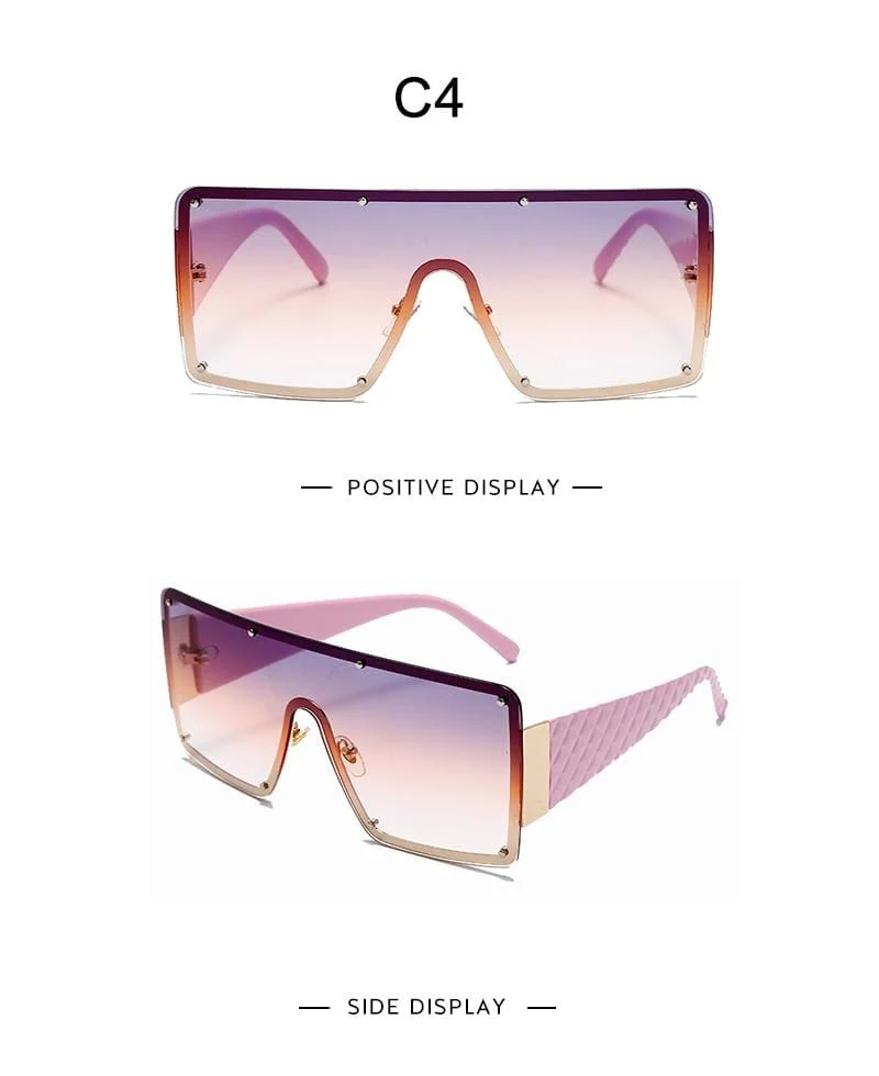 Quadratische Sonnenbrille Frauen Mode Übergroße Metallrahmen Vintage Brille Männer Schattierungen Retro Farbverläufe Oculos UV400