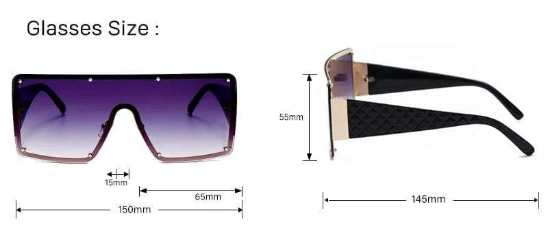 Quadratische Sonnenbrille Frauen Mode Übergroße Metallrahmen Vintage Brille Männer Schattierungen Retro Farbverläufe Oculos UV400