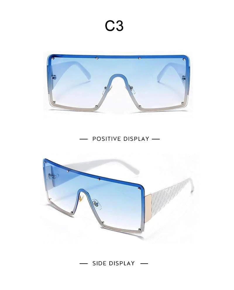 Quadratische Sonnenbrille Frauen Mode Übergroße Metallrahmen Vintage Brille Männer Schattierungen Retro Farbverläufe Oculos UV400