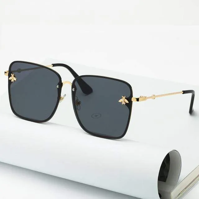 Lady Oversize Randlose Quadratische Biene Sonnenbrille Frauen Männer Kleine Biene Brille Farbverlauf Sonnenbrille Weiblich UV400