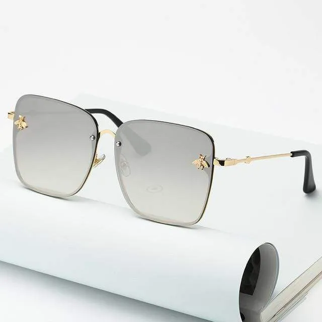 Lady Oversize Randlose Quadratische Biene Sonnenbrille Frauen Männer Kleine Biene Brille Farbverlauf Sonnenbrille Weiblich UV400