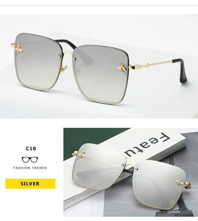 Lady Oversize Randlose Quadratische Biene Sonnenbrille Frauen Männer Kleine Biene Brille Farbverlauf Sonnenbrille Weiblich UV400