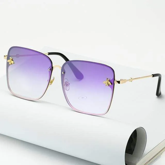 Lady Oversize Randlose Quadratische Biene Sonnenbrille Frauen Männer Kleine Biene Brille Farbverlauf Sonnenbrille Weiblich UV400