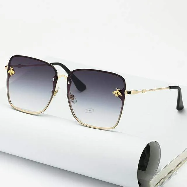 Lady Oversize Randlose Quadratische Biene Sonnenbrille Frauen Männer Kleine Biene Brille Farbverlauf Sonnenbrille Weiblich UV400