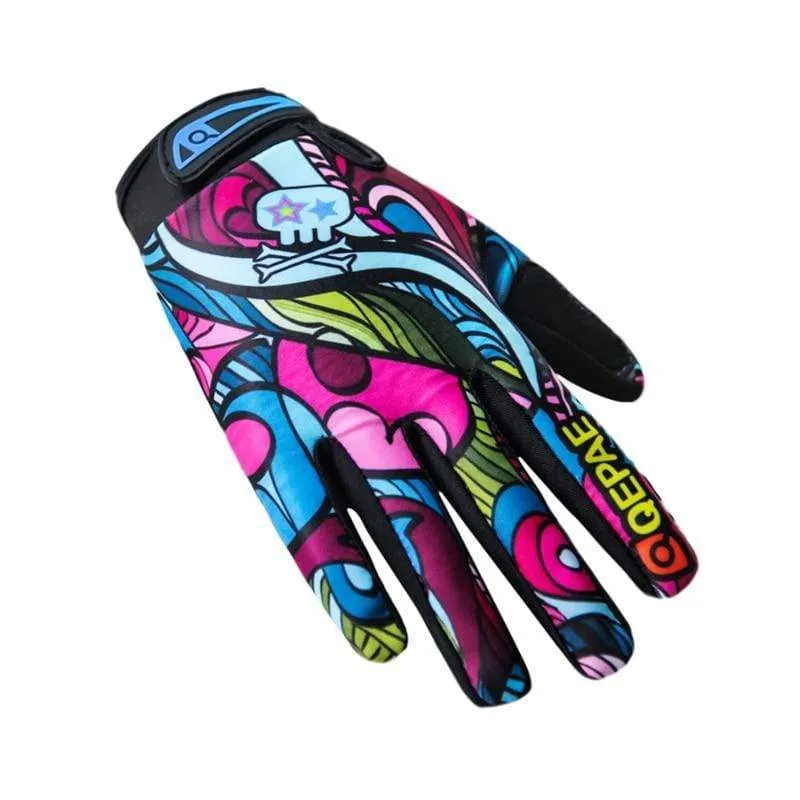 Drucken Radfahren Handschuhe Bike Fahrrad Sport Volle Finger Wandern Handschuhe Mesh GEL Winter Handschuhe Frauen