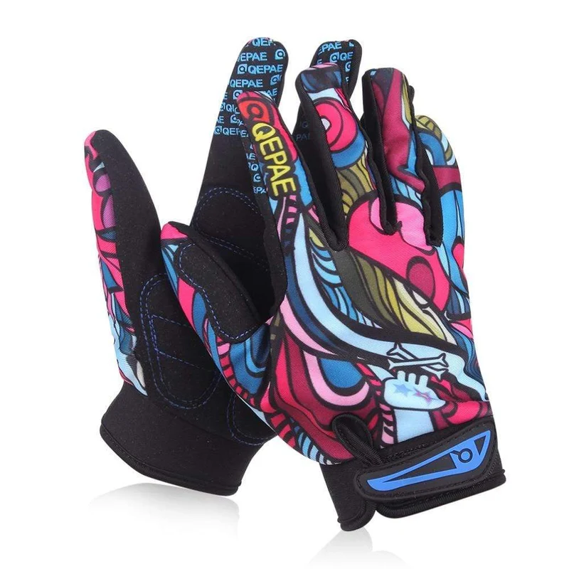 Drucken Radfahren Handschuhe Bike Fahrrad Sport Volle Finger Wandern Handschuhe Mesh GEL Winter Handschuhe Frauen