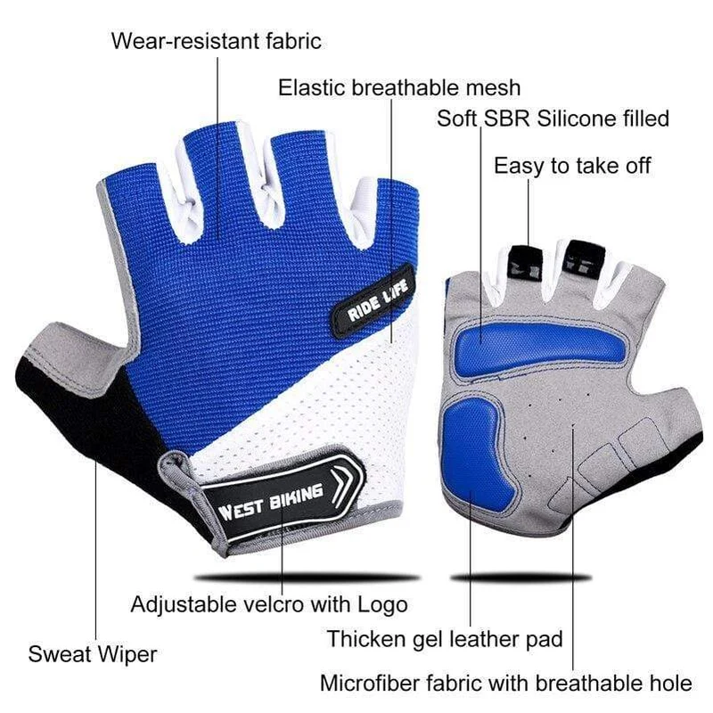 Halbfinger-Fahrradhandschuhe, Outdoor-Sport, MTB-Fahrradhandschuhe, Pad, atmungsaktiv, Fahrrad, Motorrad, Angeln, Fahrradhandschuhe
