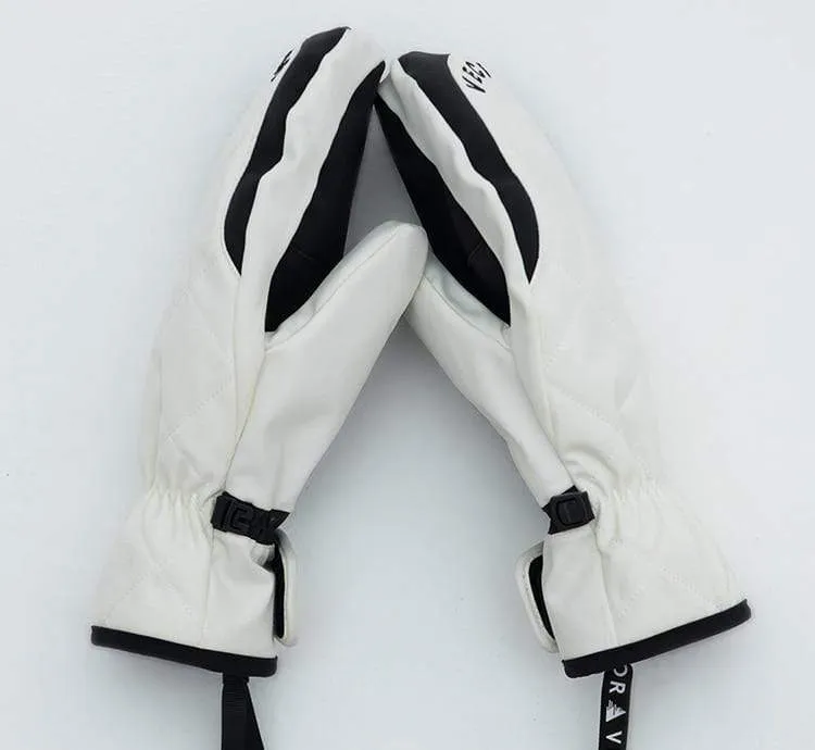 Extra Dicke Frauen 2-IN-1 Fäustlinge Ski Handschuhe Snowboard Männer Schnee Winter Sport Warme Wasserdichte Winddicht Skifahren Faux Leder Plam