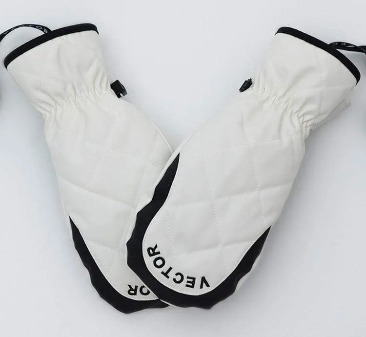 Extra Dicke Frauen 2-IN-1 Fäustlinge Ski Handschuhe Snowboard Männer Schnee Winter Sport Warme Wasserdichte Winddicht Skifahren Faux Leder Plam