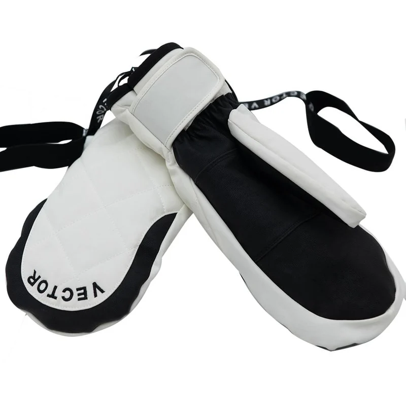 Extra Dicke Frauen 2-IN-1 Fäustlinge Ski Handschuhe Snowboard Männer Schnee Winter Sport Warme Wasserdichte Winddicht Skifahren Faux Leder Plam