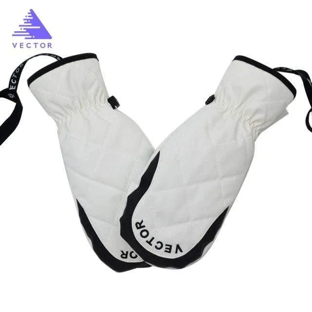 Extra Dicke Frauen 2-IN-1 Fäustlinge Ski Handschuhe Snowboard Männer Schnee Winter Sport Warme Wasserdichte Winddicht Skifahren Faux Leder Plam