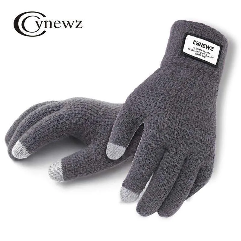 Winter Herbst Männer Gestrickte Handschuhe Touchscreen Hohe Qualität Männlichen Verdicken Warme Wolle Cashmere Solide Handschuhe Männer Fäustling Business