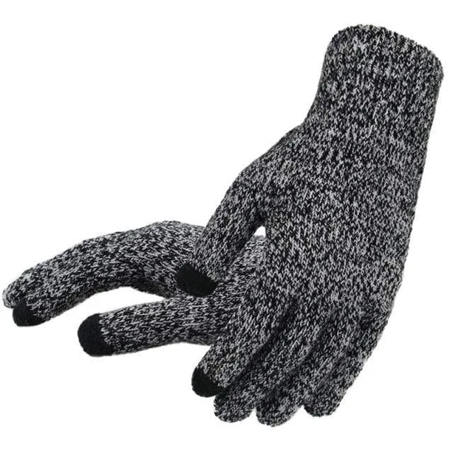 Winter Herbst Männer Gestrickte Handschuhe Touchscreen Hohe Qualität Männlichen Verdicken Warme Wolle Cashmere Solide Handschuhe Männer Fäustling Business