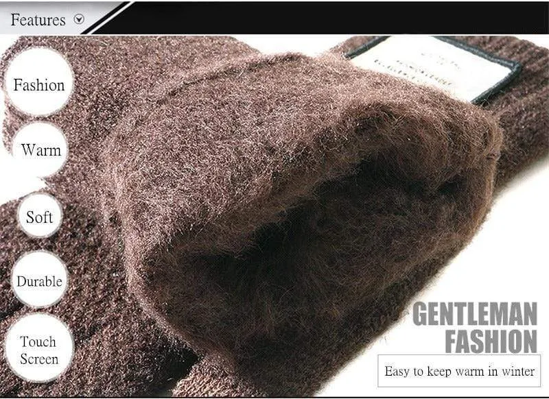 Winter Herbst Männer Gestrickte Handschuhe Touchscreen Hohe Qualität Männlichen Verdicken Warme Wolle Cashmere Solide Handschuhe Männer Fäustling Business