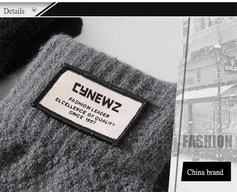 Winter Herbst Männer Gestrickte Handschuhe Touchscreen Hohe Qualität Männlichen Verdicken Warme Wolle Cashmere Solide Handschuhe Männer Fäustling Business