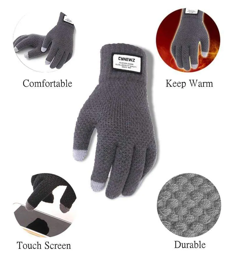Winter Herbst Männer Gestrickte Handschuhe Touchscreen Hohe Qualität Männlichen Verdicken Warme Wolle Cashmere Solide Handschuhe Männer Fäustling Business