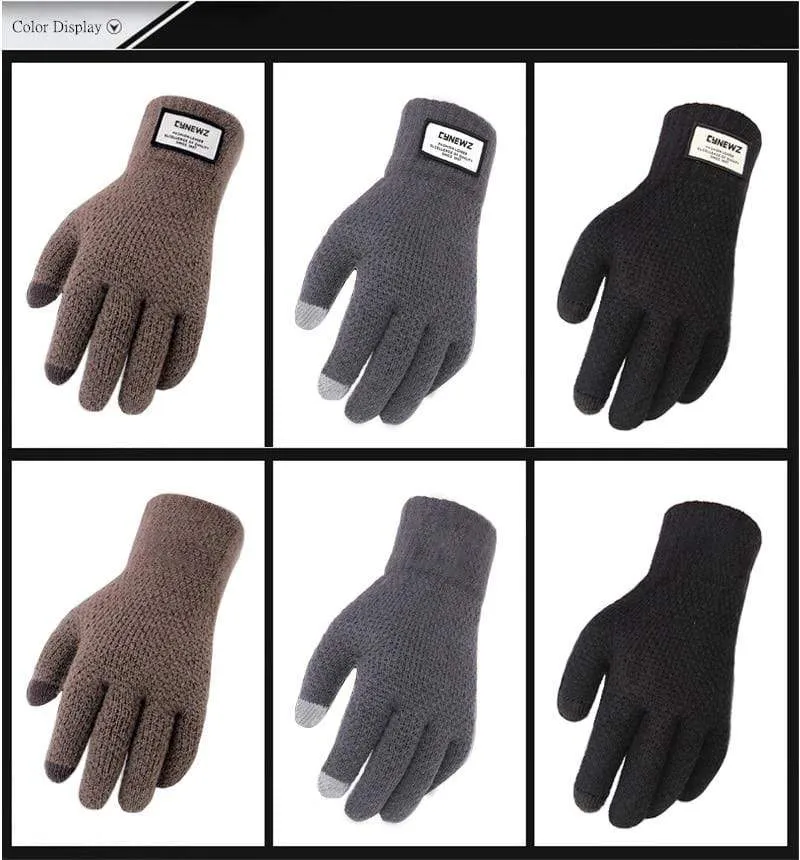 Winter Herbst Männer Gestrickte Handschuhe Touchscreen Hohe Qualität Männlichen Verdicken Warme Wolle Cashmere Solide Handschuhe Männer Fäustling Business