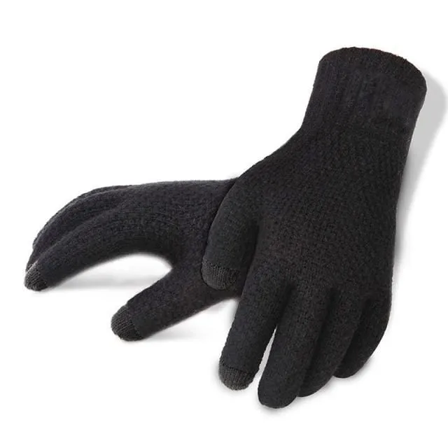 Winter Herbst Männer Gestrickte Handschuhe Touchscreen Hohe Qualität Männlichen Verdicken Warme Wolle Cashmere Solide Handschuhe Männer Fäustling Business