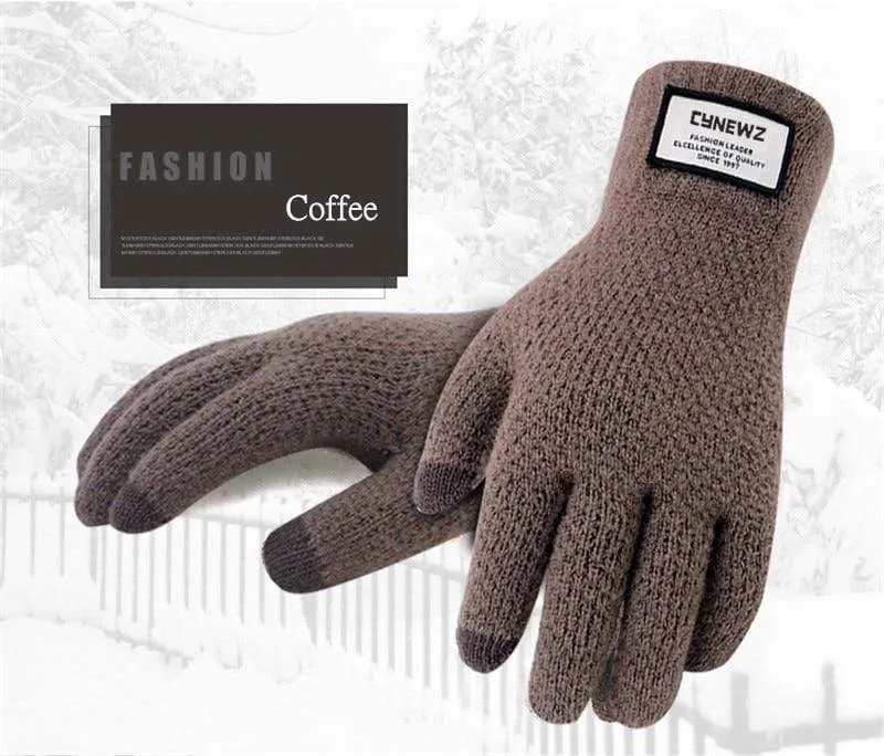 Winter Herbst Männer Gestrickte Handschuhe Touchscreen Hohe Qualität Männlichen Verdicken Warme Wolle Cashmere Solide Handschuhe Männer Fäustling Business