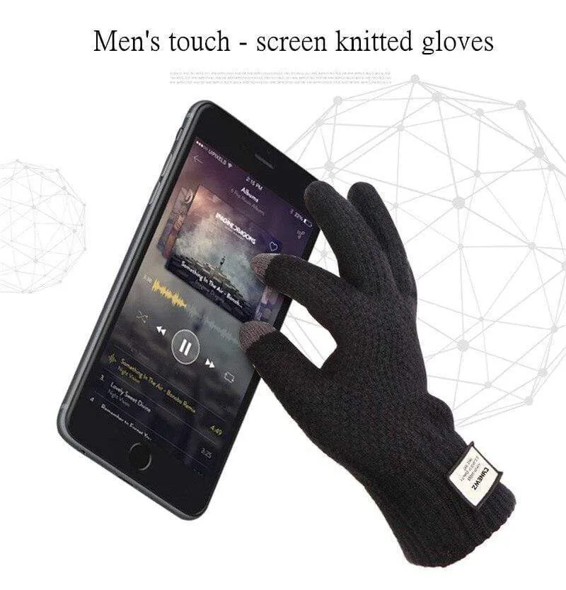 Winter Herbst Männer Gestrickte Handschuhe Touchscreen Hohe Qualität Männlichen Verdicken Warme Wolle Cashmere Solide Handschuhe Männer Fäustling Business