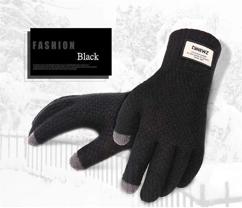 Winter Herbst Männer Gestrickte Handschuhe Touchscreen Hohe Qualität Männlichen Verdicken Warme Wolle Cashmere Solide Handschuhe Männer Fäustling Business