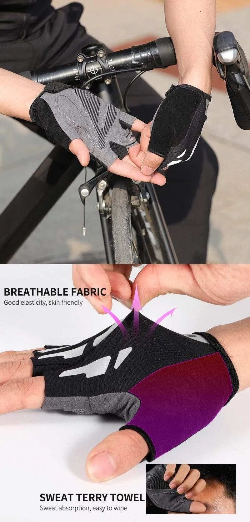 Anti-Rutsch-Gel-Pad-Fahrradhandschuhe, Gel-Pad, kurze Halbfinger-Fahrradhandschuhe, atmungsaktive Outdoor-Sporthandschuhe für Herren, MTB-Fahrräder