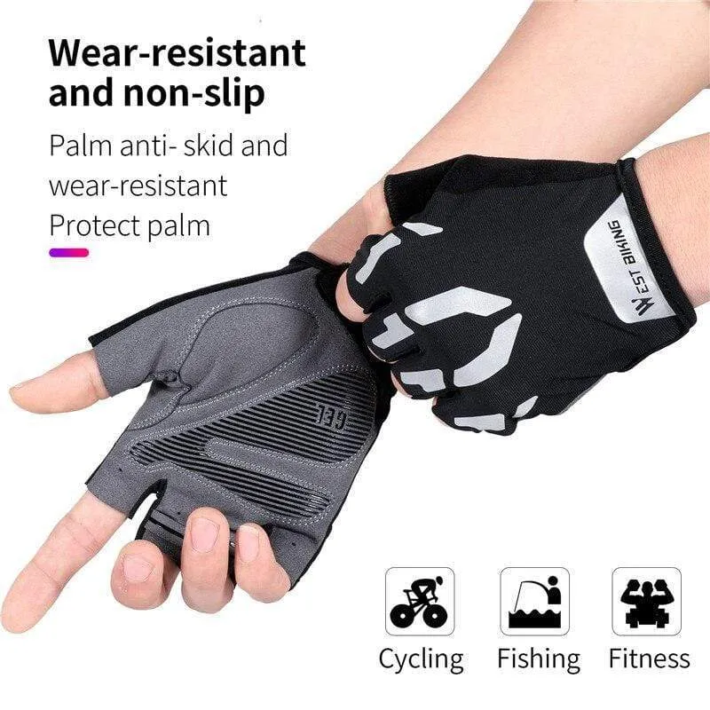 Anti-Rutsch-Gel-Pad-Fahrradhandschuhe, Gel-Pad, kurze Halbfinger-Fahrradhandschuhe, atmungsaktive Outdoor-Sporthandschuhe für Herren, MTB-Fahrräder