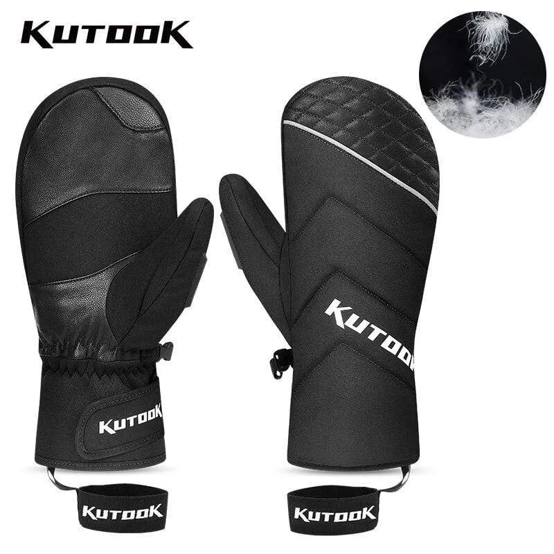 Winter Thermische Ski Handschuhe Schneemobil Daunen Handschuhe Wasserdichte Leder Schnee Handschuhe Skating Snowboard Skifahren Fäustling Männer Frauen