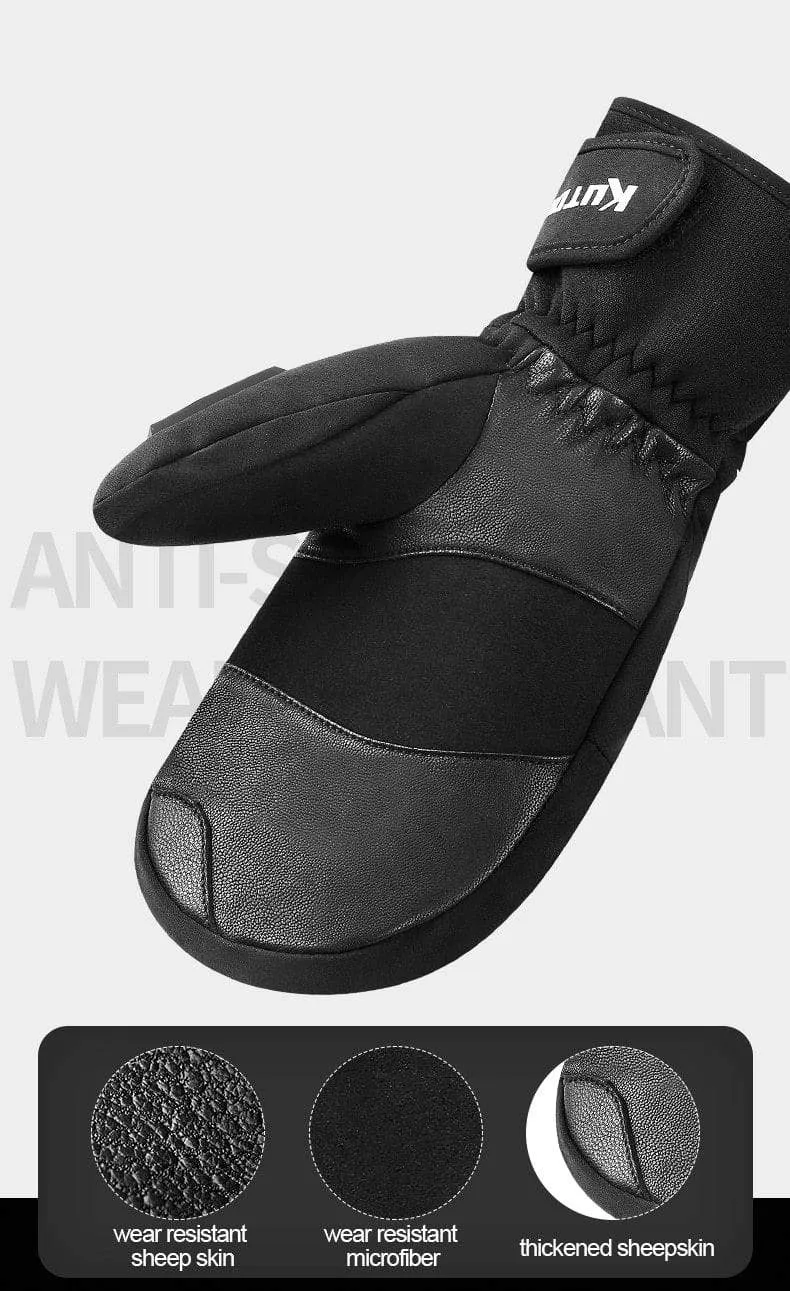 Winter Thermische Ski Handschuhe Schneemobil Daunen Handschuhe Wasserdichte Leder Schnee Handschuhe Skating Snowboard Skifahren Fäustling Männer Frauen