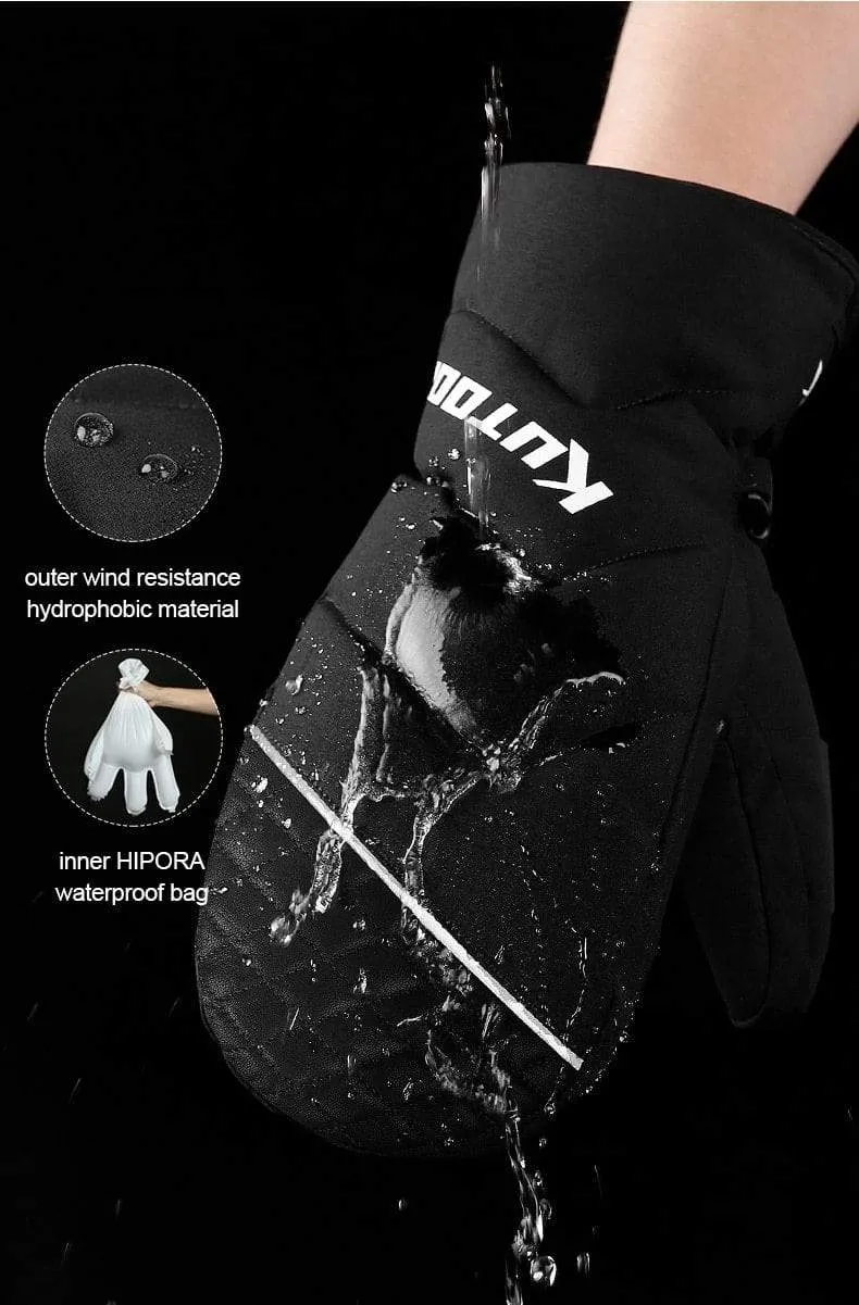 Winter Thermische Ski Handschuhe Schneemobil Daunen Handschuhe Wasserdichte Leder Schnee Handschuhe Skating Snowboard Skifahren Fäustling Männer Frauen