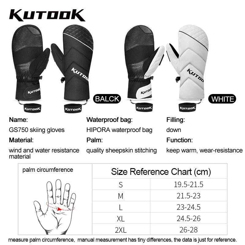 Winter Thermische Ski Handschuhe Schneemobil Daunen Handschuhe Wasserdichte Leder Schnee Handschuhe Skating Snowboard Skifahren Fäustling Männer Frauen