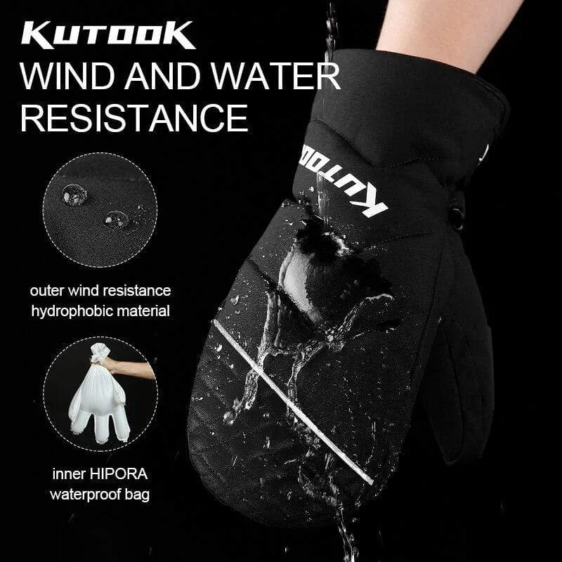 Winter Thermische Ski Handschuhe Schneemobil Daunen Handschuhe Wasserdichte Leder Schnee Handschuhe Skating Snowboard Skifahren Fäustling Männer Frauen