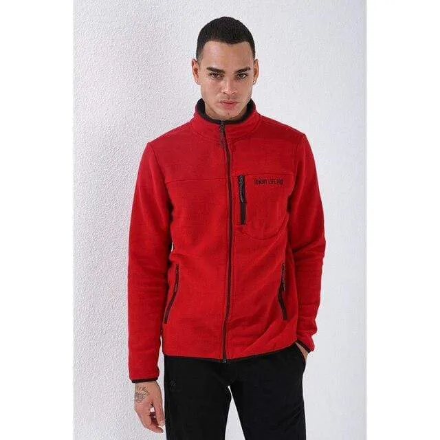 Lässige Sweatshirts mit Reißverschluss, Trainingsanzug für Männer, modische Jacke, Herrenbekleidung, Oberbekleidung, Sweatshirt, Herren-Sweatshirt mit Reißverschluss und Tasche, Slim Fit, Stehkragen, Fleece, ohne Kapuze, Sportbekleidung 87890